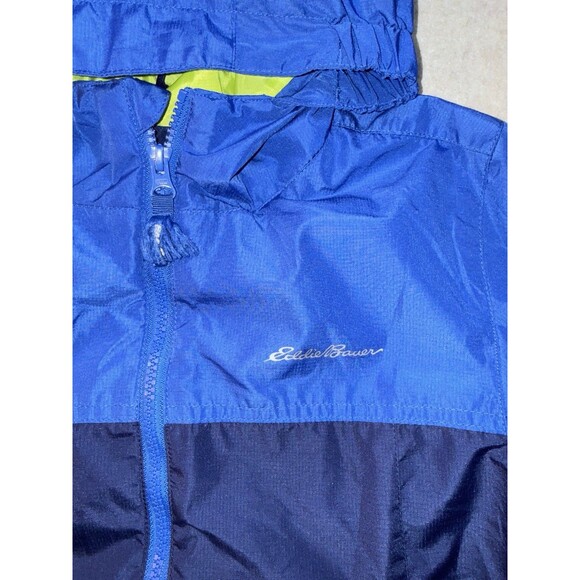 Eddie Bauer Windbreaker Jacket Full Zip Boys Sm Blue Hooded Name On Inside - Picture 2 of 7